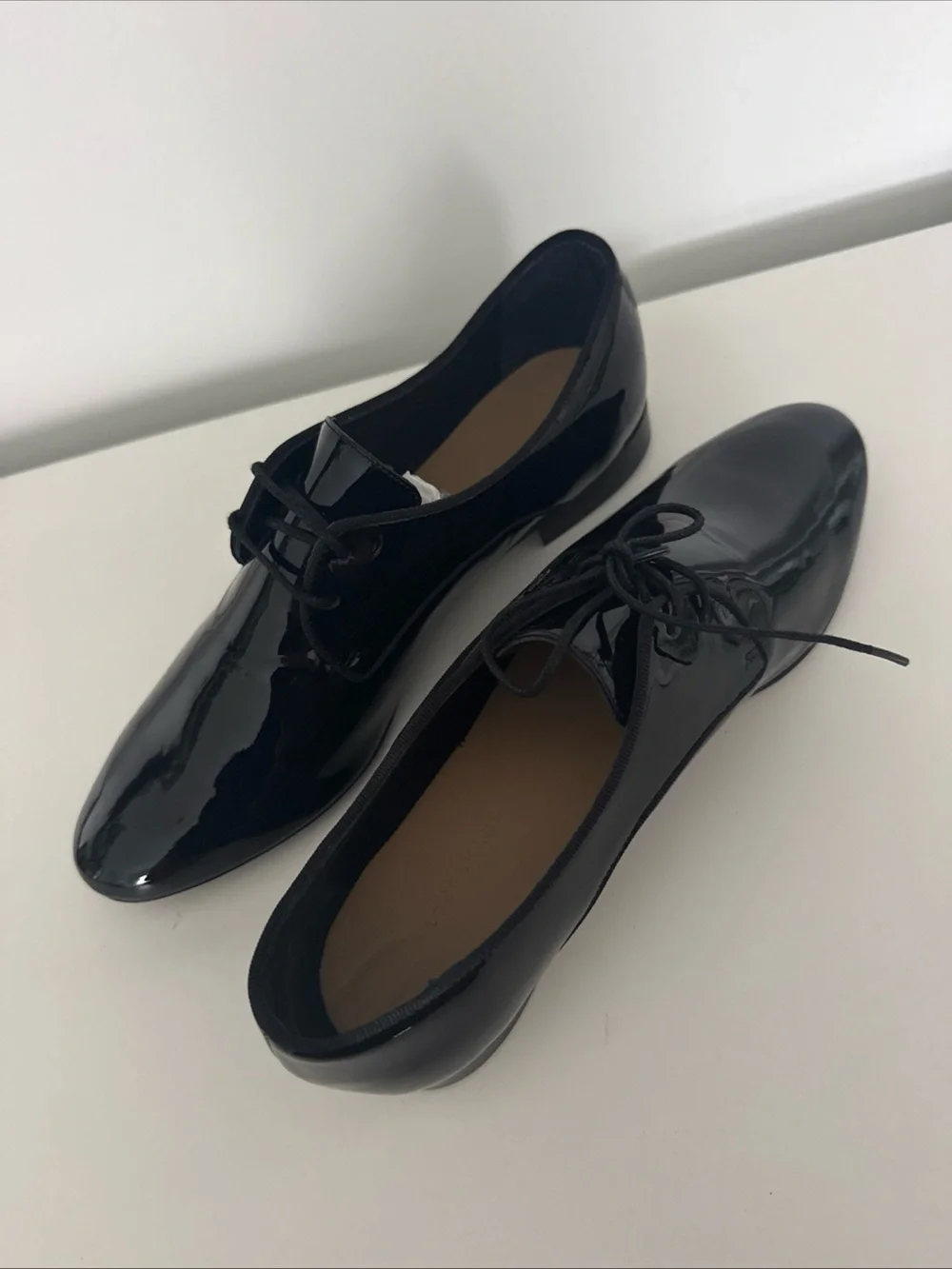 Longchamp Black Patent Leather Derby Shoes‎